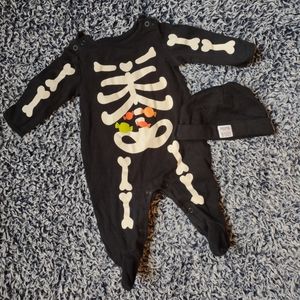 3/$20 3m halloween skeleton footie pajamas and cap set